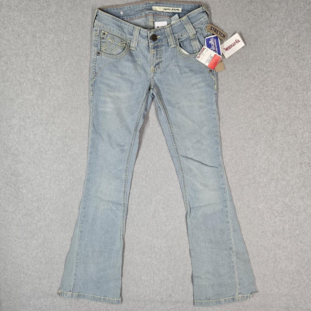DKNY JEANS Women Jeans 26 Light Blue Denim Flared Y2K 31" Inseam NWT